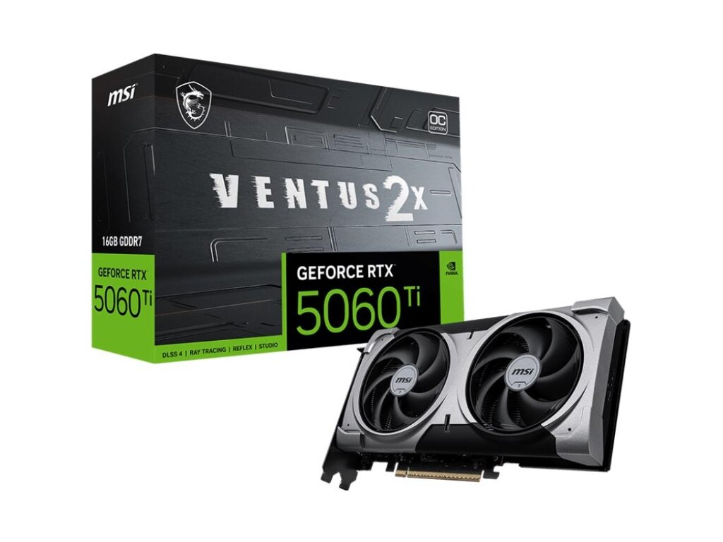 Graphics Card|MSI|NVIDIA GeForce RTX 5060 Ti|16 GB|GDDR7|128 bit|PCIE 5.0 16x|Dual Slot Fansink|5060TI16GVENTUS2XOCPLUS Graphics Card|MSI|NVIDIA GeForce RTX 5060 Ti|16 GB|GDDR7|128 bit|PCIE 5.0 16x|Dual Slot Fansink|5060TI16GVENTUS2XOCPLUS