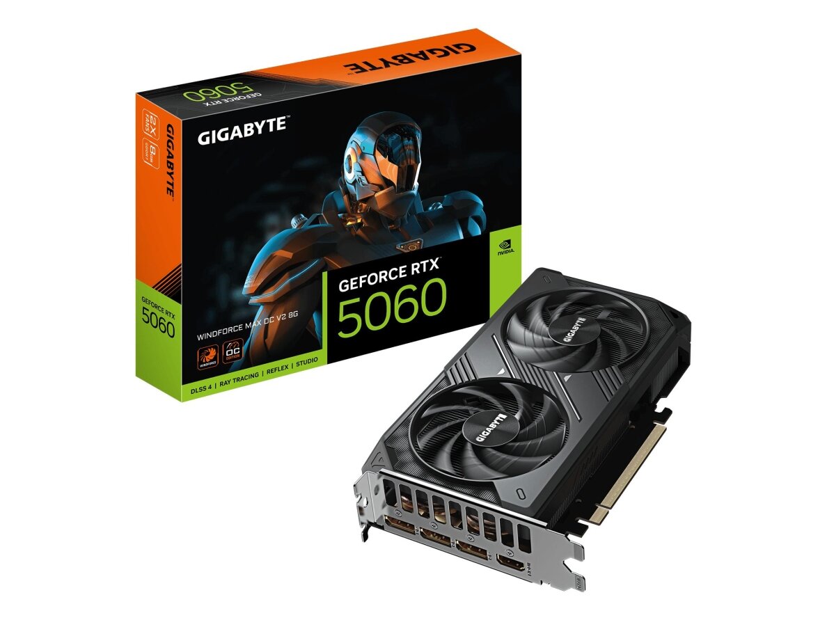 Graphics Card|GIGABYTE|NVIDIA|GeForce RTX 5060|2512 MHz|8 GB|GDDR7|128 bit|PCI Express 5.0|Active|GV-N5060WF2MAXOCV2-8GD Graphics Card|GIGABYTE|NVIDIA|GeForce RTX 5060|2512 MHz|8 GB|GDDR7|128 bit|PCI Express 5.0|Active|GV-N5060WF2MAXOCV2-8GD