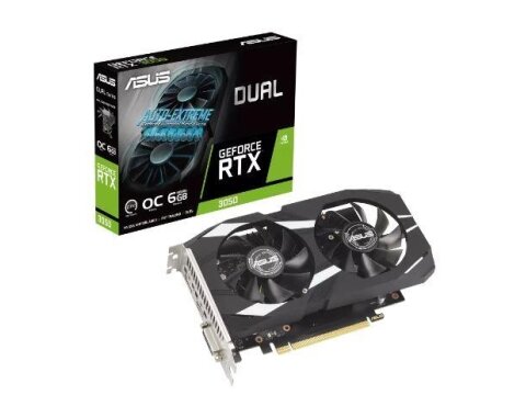 Graphics Card|ASUS|NVIDIA GeForce RTX 3050|6 GB|GDDR6|96 bit|PCIE 4.0 16x|Dual Slot Fansink|1xDVI-D|1xHDMI|1xDisplayPort|DUAL-RTX3050-O6G 3