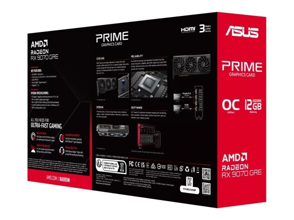 Graphics Card|ASUS|AMD|Radeon RX 9070 GRE|2280 MHz|12 GB|GDDR6|192 bit|PCI Express 5.0|Active|PRIME-RX9070GRE-O12G 11 Graphics Card|ASUS|AMD|Radeon RX 9070 GRE|2280 MHz|12 GB|GDDR6|192 bit|PCI Express 5.0|Active|PRIME-RX9070GRE-O12G 11