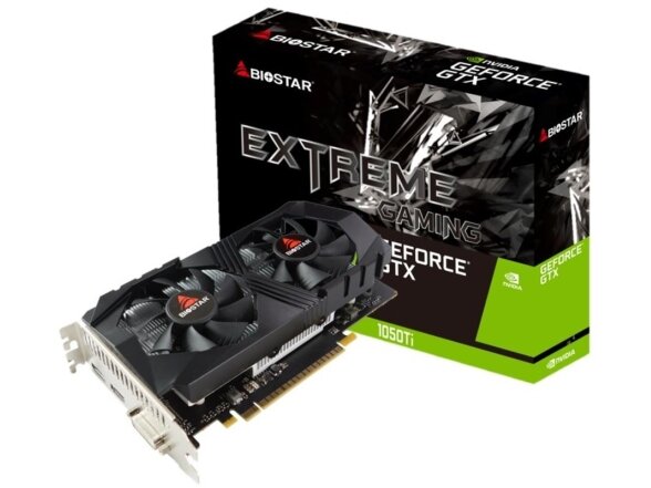 Graphics Card|BIOSTAR|NVIDIA GeForce GTX 1050 TI|4 GB|GDDR5|128 bit|PCIE 3.0 16x|Memory 7008 MHz|GPU 1291 MHz|Dual Slot Fansink|1xDVI-D|1xHDMI|1xDisplayPort|VN1055TF41 Graphics Card|BIOSTAR|NVIDIA GeForce GTX 1050 TI|4 GB|GDDR5|128 bit|PCIE 3.0 16x|Memory 7008 MHz|GPU 1291 MHz|Dual Slot Fansink|1xDVI-D|1xHDMI|1xDisplayPort|VN1055TF41