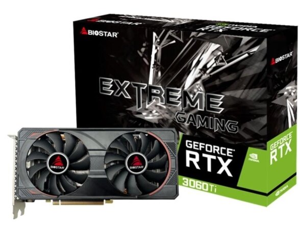 Graphics Card|BIOSTAR|NVIDIA GeForce RTX 3060 Ti|8 GB|GDDR6|256 bit|PCIE 4.0 16x|GPU 1410 MHz|Dual Slot Fansink|1xHDMI|3xDisplayPort|VN3606TM82