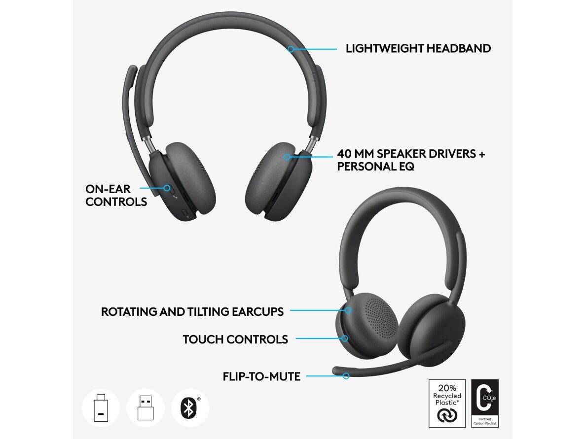 HEADSET ZONE 2 WIRELESS/GRAPHITE 981-001311 LOGITECH 10
