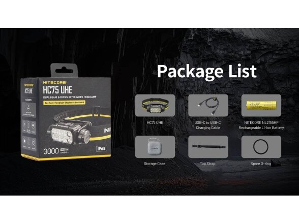 HEADLAMP H SERIES 3000 LUMENS/HC75 UHE NITECORE 3