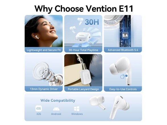 HEADSET WRL ECHO LITE E11/WHITE NBVW0 VENTION 2