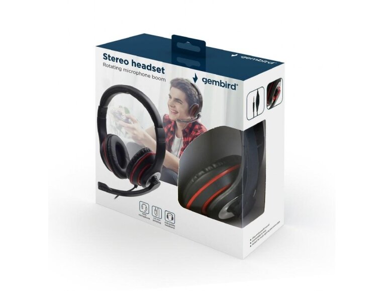 HEADSET STEREO BLACK/MHS-03-BKRD GEMBIRD 1 HEADSET STEREO BLACK/MHS-03-BKRD GEMBIRD 1