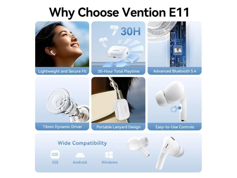 HEADSET WRL ECHO LITE E11/WHITE NBVW0 VENTION 2