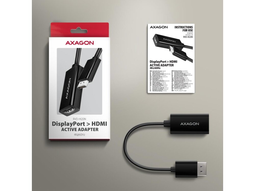 I/O ADAPTER DP TO HDMI/0.15M RVD-HI20N AXAGON 2
