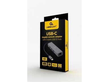 I/O ADAPTER USB-C TO LAN RJ45/USB HUB A-CMU3-LAN-01 GEMBIRD