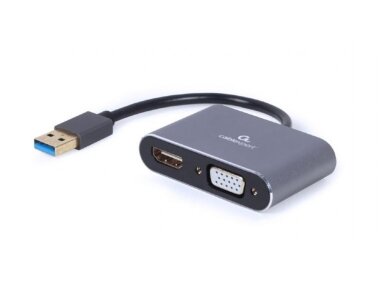 I/O ADAPTER USB3 TO HDMI/VGA/GREY A-USB3-HDMIVGA-01 GEMBIRD