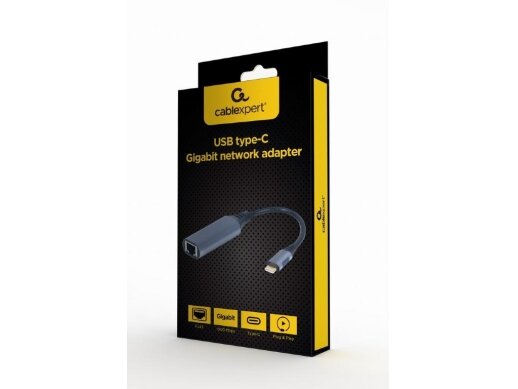 I/O ADAPTER USB-C TO LAN/GREY A-USB3C-LAN-01 GEMBIRD 1 I/O ADAPTER USB-C TO LAN/GREY A-USB3C-LAN-01 GEMBIRD 1