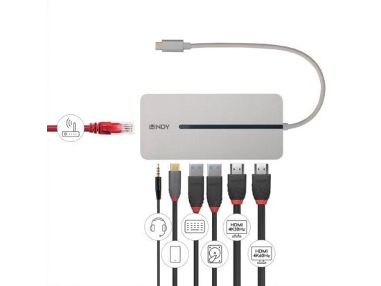 I/O DOCKING STATION USB-C/MINI DUAL 4K 43360 LINDY 3