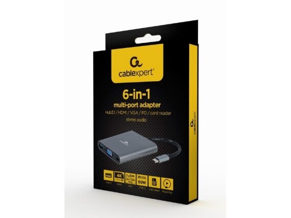 I/O ADAPTER USB-C TO HDMI/USB3/6IN1 A-CM-COMBO6-01 GEMBIRD 2 I/O ADAPTER USB-C TO HDMI/USB3/6IN1 A-CM-COMBO6-01 GEMBIRD 2