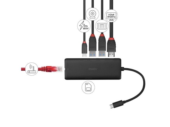 I/O DOCKING STATION USB-C/DST-MINI 43358 LINDY 3 I/O DOCKING STATION USB-C/DST-MINI 43358 LINDY 3