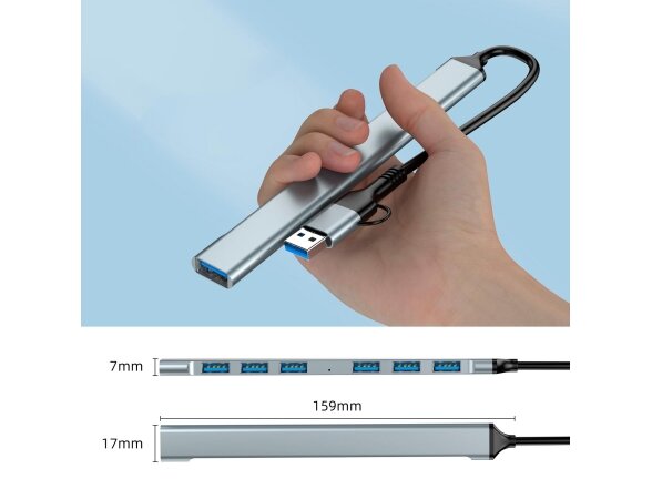 I/O HUB USB-A/USB-C 7PORT/UHB-ACM-U3P1U2P6-01 GEMBIRD 5 I/O HUB USB-A/USB-C 7PORT/UHB-ACM-U3P1U2P6-01 GEMBIRD 5