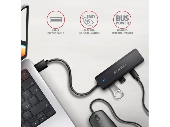 I/O HUB USB TRAVEL/0.19M HUE-C2A AXAGON 1