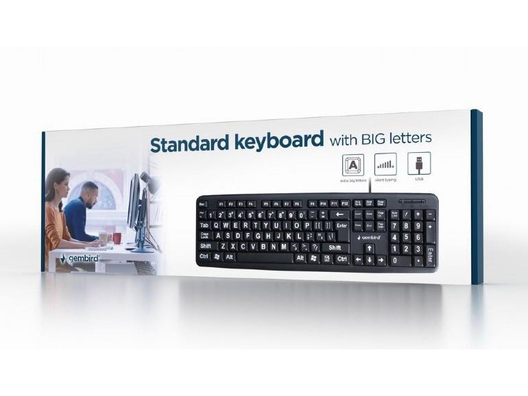 KEYBOARD STANDART USB ENG BIG/LETT. BLACK KB-US-103 GEMBIRD 1 KEYBOARD STANDART USB ENG BIG/LETT. BLACK KB-US-103 GEMBIRD 1