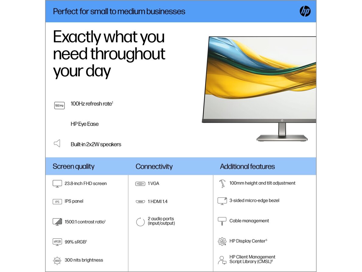 LCD Monitor|HP|23.8 "|1920 x 1080 pixels|Full HD|Native aspect ratio 16:9|LCD|Flat|B11W5AT 2 LCD Monitor|HP|23.8 "|1920 x 1080 pixels|Full HD|Native aspect ratio 16:9|LCD|Flat|B11W5AT 2