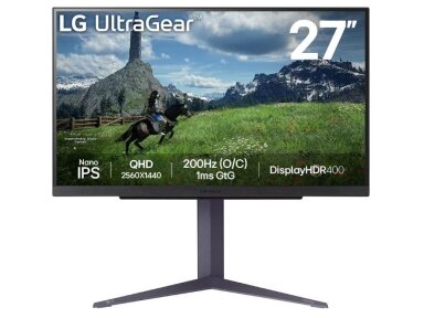 LCD Monitor|LG|27"|Panel IPS|2560x1440|16:9|180Hz|1 ms|Pivot|Height adjustable|Tilt|Colour Black|27GS85Q-B