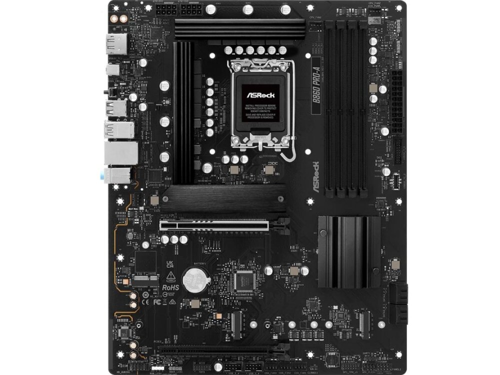 Mainboard|ASROCK|Intel B860 Express|LGA1851|ATX|Memory DDR5|Memory slots 4|1xHDMI|1xDisplayPort|1xAudio-In|1xAudio-Out|1xMicrophone|2xUSB 2.0|6xUSB 3.2|1xUSB-C|1xRJ45|B860PRO-A 1 Mainboard|ASROCK|Intel B860 Express|LGA1851|ATX|Memory DDR5|Memory slots 4|1xHDMI|1xDisplayPort|1xAudio-In|1xAudio-Out|1xMicrophone|2xUSB 2.0|6xUSB 3.2|1xUSB-C|1xRJ45|B860PRO-A 1