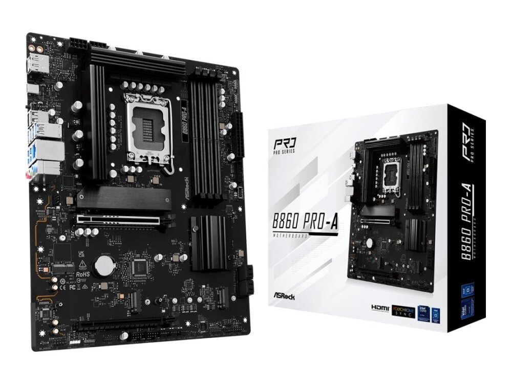 Mainboard|ASROCK|Intel B860 Express|LGA1851|ATX|Memory DDR5|Memory slots 4|1xHDMI|1xDisplayPort|1xAudio-In|1xAudio-Out|1xMicrophone|2xUSB 2.0|6xUSB 3.2|1xUSB-C|1xRJ45|B860PRO-A