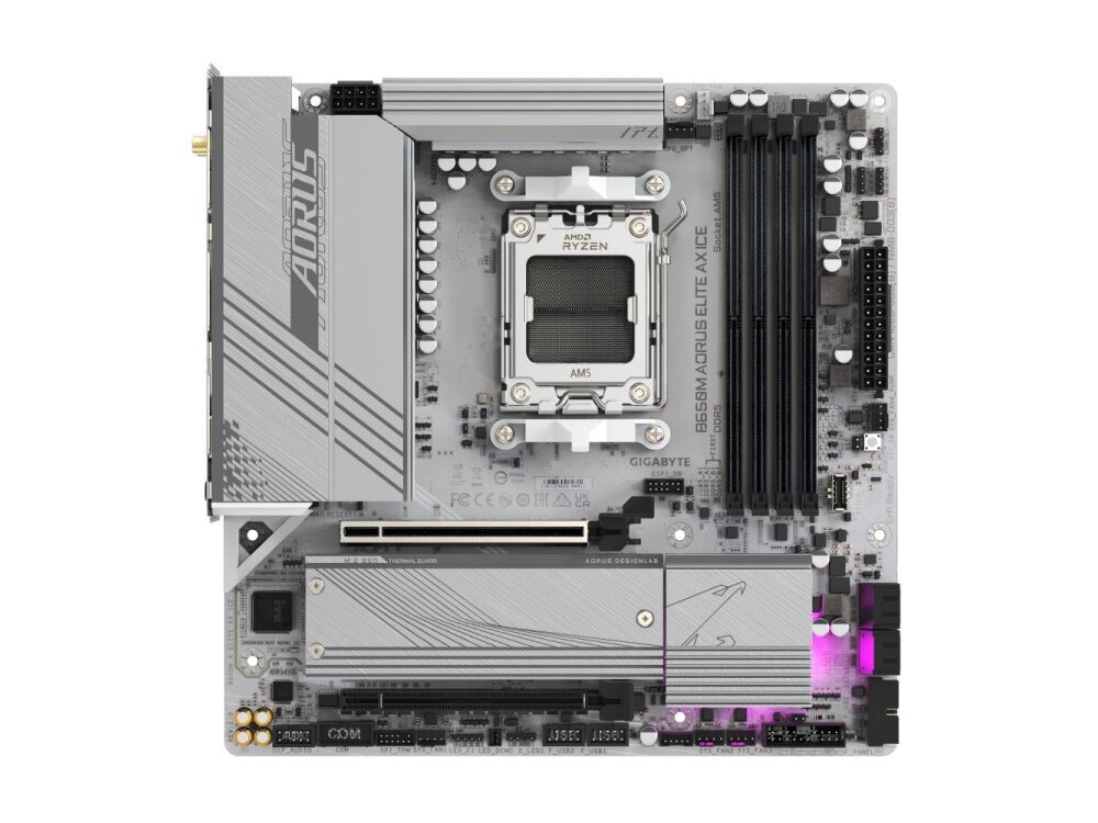 Mainboard|GIGABYTE|AMD B650|SAM5|Micro-ATX|Memory DDR5|Memory slots 4|1xPCI-Express 4.0 4x	|1xPCI-Express 4.0 16x|2xM.2|1xHDMI|1xDisplayPort|4xUSB 2.0|7xUSB 3.2|1xUSB-C|1xOptical S/PDIF|1xRJ45|2xAudio port|B650MAELITEAXICE1.1 1