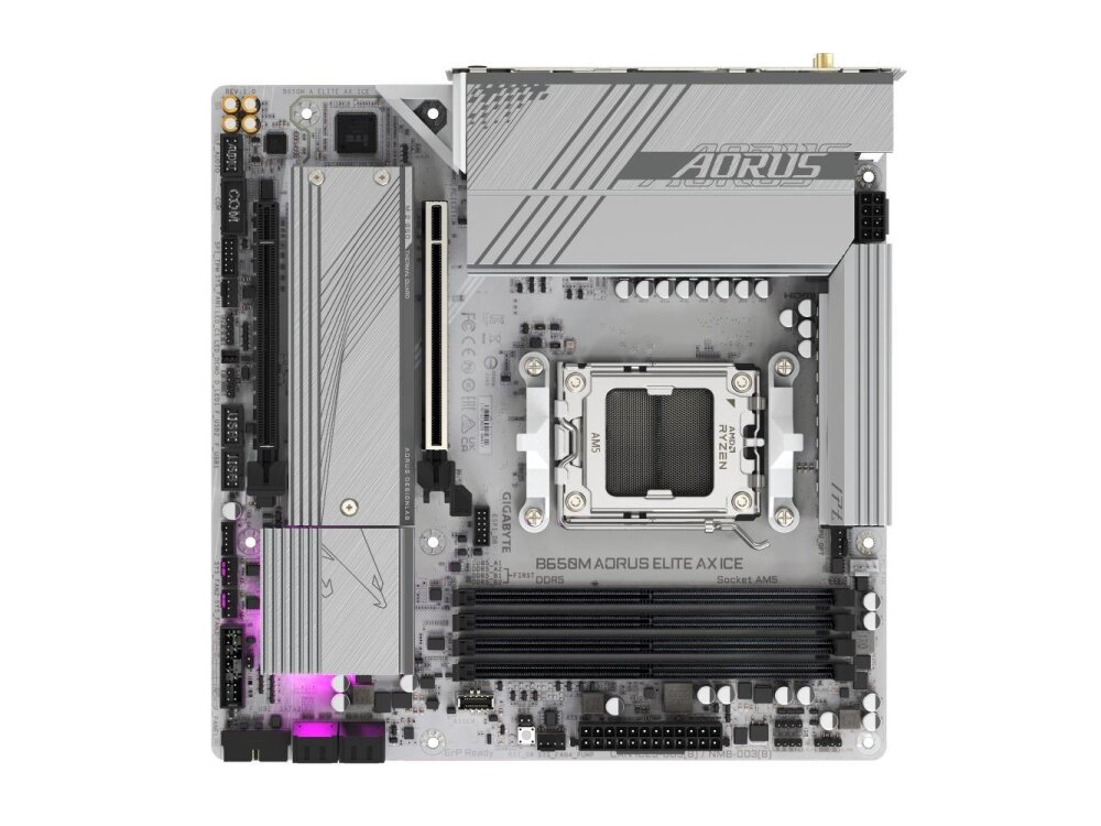 Mainboard|GIGABYTE|AMD B650|SAM5|Micro-ATX|Memory DDR5|Memory slots 4|1xPCI-Express 4.0 4x	|1xPCI-Express 4.0 16x|2xM.2|1xHDMI|1xDisplayPort|4xUSB 2.0|7xUSB 3.2|1xUSB-C|1xOptical S/PDIF|1xRJ45|2xAudio port|B650MAELITEAXICE1.1 4