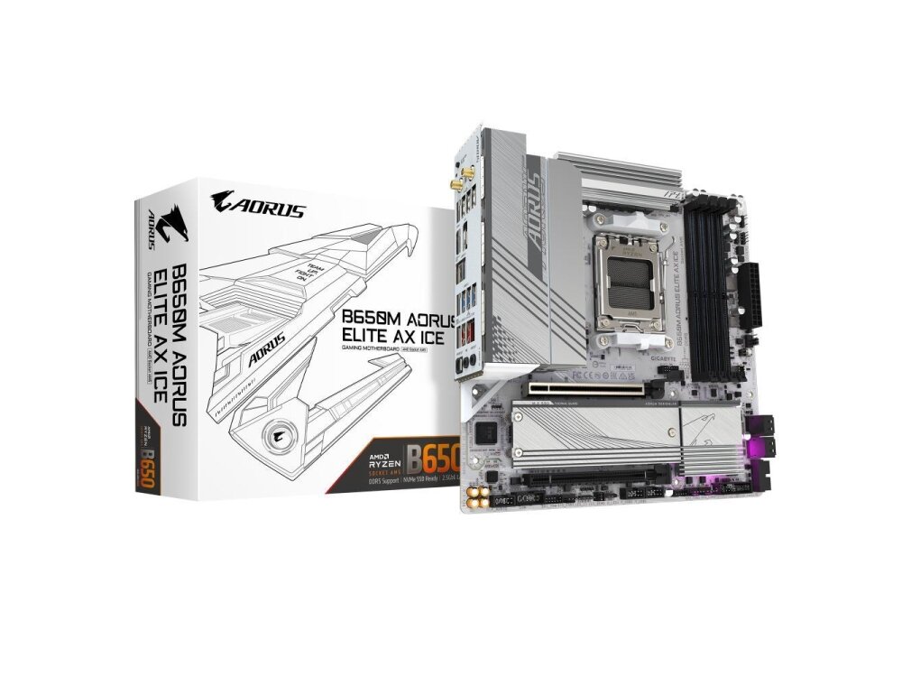 Mainboard|GIGABYTE|AMD B650|SAM5|Micro-ATX|Memory DDR5|Memory slots 4|1xPCI-Express 4.0 4x	|1xPCI-Express 4.0 16x|2xM.2|1xHDMI|1xDisplayPort|4xUSB 2.0|7xUSB 3.2|1xUSB-C|1xOptical S/PDIF|1xRJ45|2xAudio port|B650MAELITEAXICE1.1
