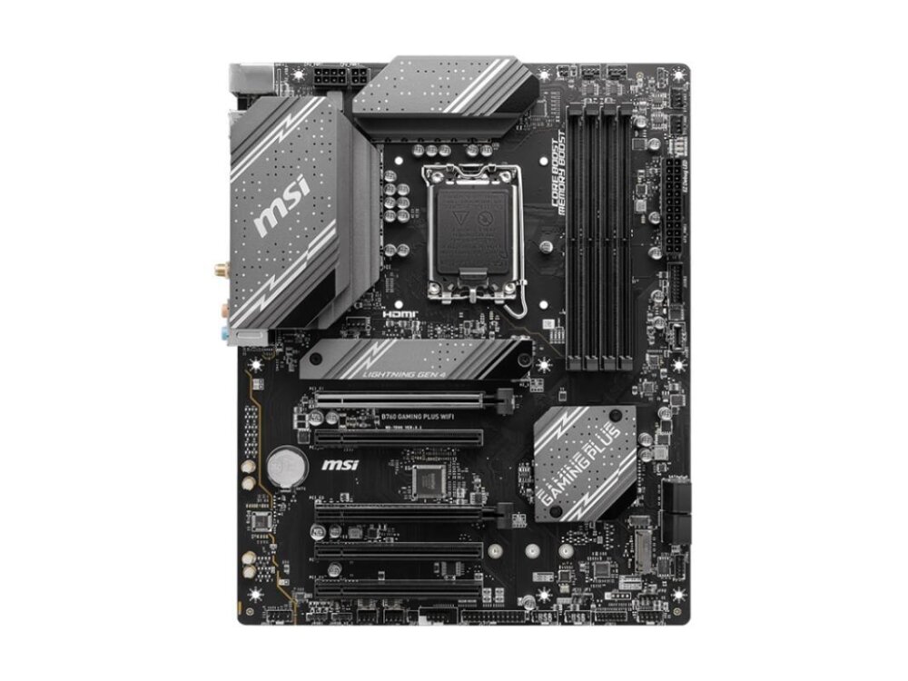 Mainboard|MSI|Intel B760 Express|LGA1700|ATX|Memory DDR5|Memory slots 4|5xPCI-Express 16x|2xM.2|1xHDMI|1xDisplayPort|2xUSB 2.0|2xUSB 3.2|1xUSB-C|1xPS/2|1xOptical S/PDIF|1xRJ45|5xAudio port|B760GAMINGPLUSWIFI 1 Mainboard|MSI|Intel B760 Express|LGA1700|ATX|Memory DDR5|Memory slots 4|5xPCI-Express 16x|2xM.2|1xHDMI|1xDisplayPort|2xUSB 2.0|2xUSB 3.2|1xUSB-C|1xPS/2|1xOptical S/PDIF|1xRJ45|5xAudio port|B760GAMINGPLUSWIFI 1