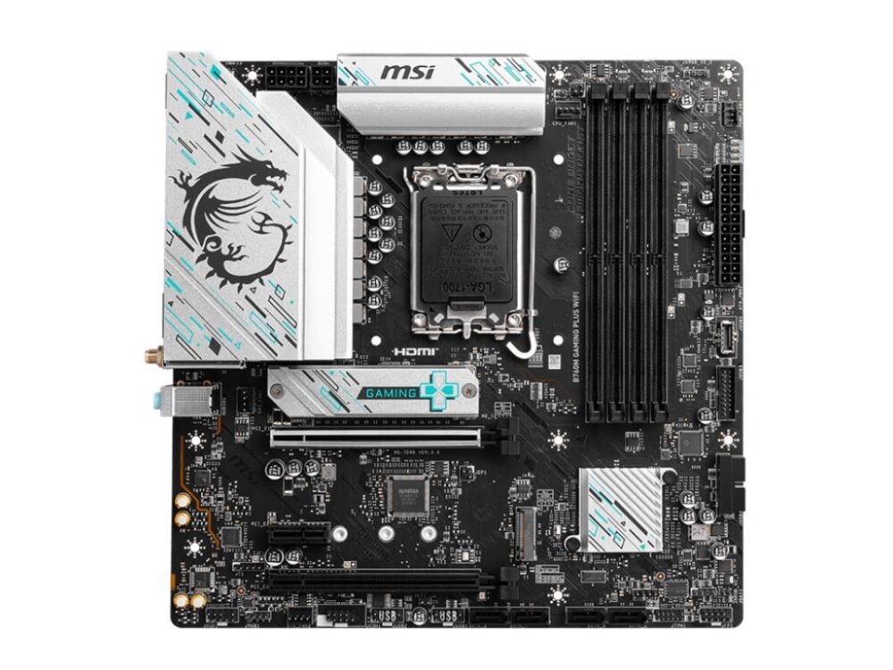 Mainboard|MSI|Intel B760 Express|LGA1700|Micro-ATX|Memory DDR5|Memory slots 4|1xPCI-Express 3.0 1x|1xPCI-Express 4.0 4x	|1xPCI-Express 4.0 16x|2xM.2|2xHDMI|2xDisplayPort|2xUSB 2.0|4xUSB 3.2|1xPS/2|1xRJ45|3xAudio port|B760MGAMINGPLUSWIFI 1