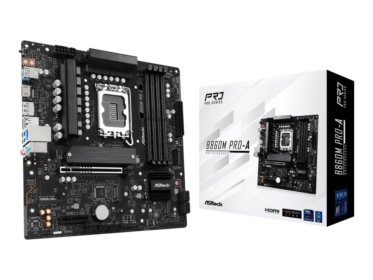 Mainboard|ASROCK|Intel B860|LGA 1851 (Socket V1)|micro ATX|RAM DDR5-SDRAM|4xSlots|3xNumber of M.2 (M) slots|B860MPRO-A Mainboard|ASROCK|Intel B860|LGA 1851 (Socket V1)|micro ATX|RAM DDR5-SDRAM|4xSlots|3xNumber of M.2 (M) slots|B860MPRO-A