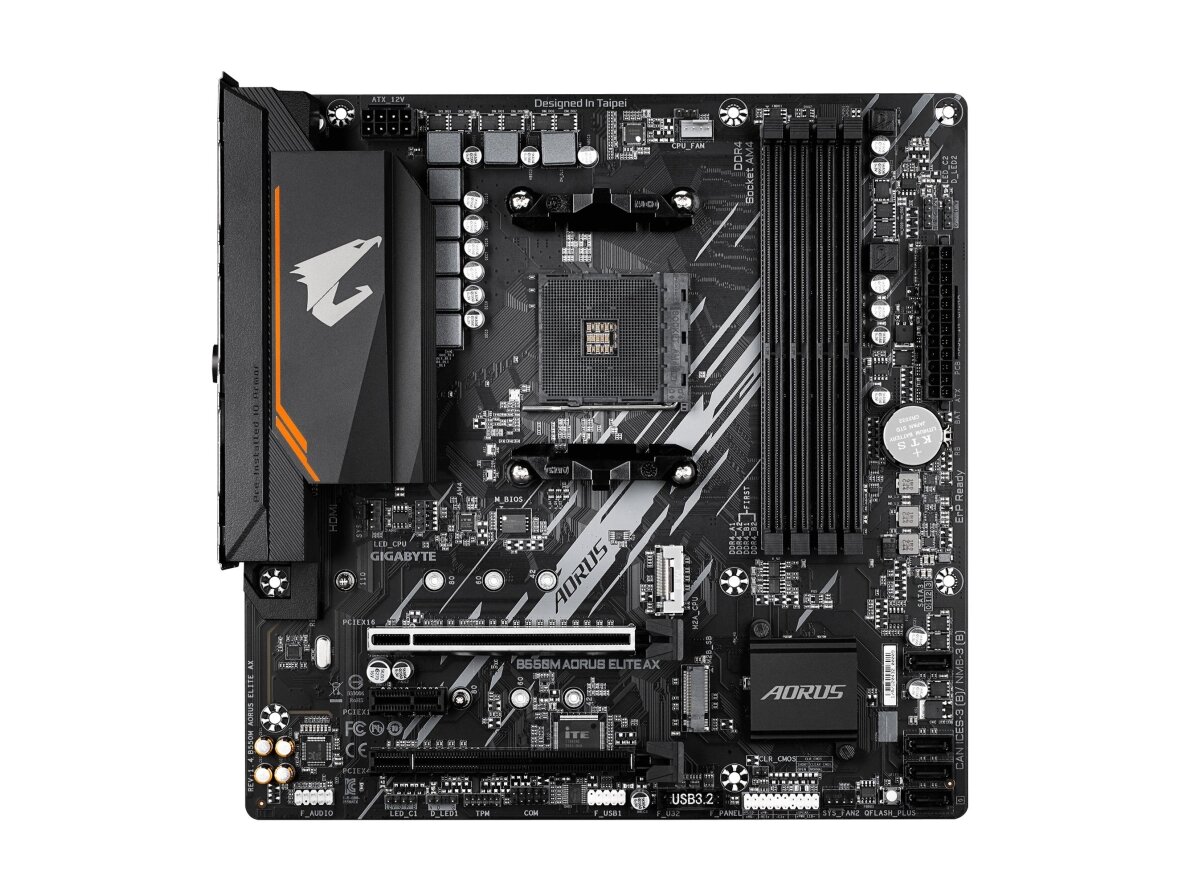 Mainboard|GIGABYTE|AMD B550|Socket AM4|micro ATX|RAM DDR4-SDRAM|4xSlots|Wi-Fi Yes|Bluetooth Yes|2xNumber of M.2 (M) slots|B550M AORUS ELITE AX (REV. 1.4)|B550MAORUSELITEAX1.4 1