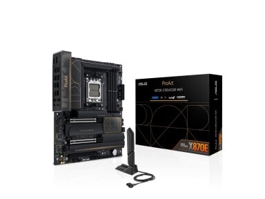 Mainboard|ASUS|AMD X870E|SAM5|ATX|Memory DDR5|Memory slots 4|3xPCI-Express 4.0 16x|2xPCI-Express 5.0 16x|4xM.2|1xHDMI|1xDisplayPort|1xUSB 2.0|7xUSB 3.2|3xUSB-C|1xRJ45|3xAudio port|PROARTX870E-CREATORWIFI