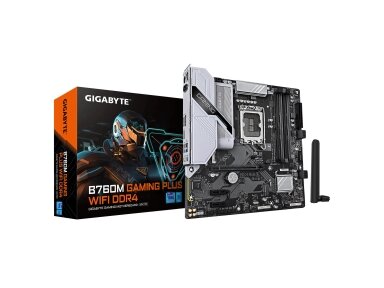 Mainboard|GIGABYTE|B760M GAMING PLUS WIFI DDR4 (REV. 1.1)|Intel B760|LGA 1700|micro ATX|RAM DDR4-SDRAM|4xSlots|Wi-Fi Yes|Bluetooth Yes|2xNumber of M.2 (M) slots|B760MGPWIFIDDR41.1