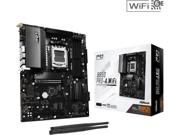 Mainboard|ASROCK|AMD B850|SAM5|ATX|Memory DDR5|Memory slots 4|1xPCI-Express 4.0 16x|1xPCI-Express 5.0 16x|1xM.2|1xHDMI|1xAudio-In|1xAudio-Out|1xMicrophone|6xUSB 2.0|4xUSB 3.2|1xUSB-C|1xRJ45|B850PRO-AWIFI Mainboard|ASROCK|AMD B850|SAM5|ATX|Memory DDR5|Memory slots 4|1xPCI-Express 4.0 16x|1xPCI-Express 5.0 16x|1xM.2|1xHDMI|1xAudio-In|1xAudio-Out|1xMicrophone|6xUSB 2.0|4xUSB 3.2|1xUSB-C|1xRJ45|B850PRO-AWIFI
