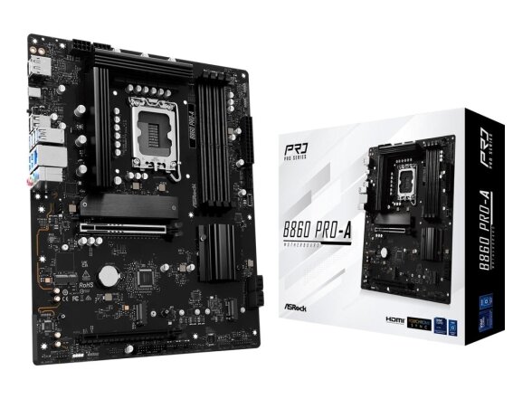 Mainboard|ASROCK|Intel B860 Express|LGA1851|ATX|Memory DDR5|Memory slots 4|1xHDMI|1xDisplayPort|1xAudio-In|1xAudio-Out|1xMicrophone|2xUSB 2.0|6xUSB 3.2|1xUSB-C|1xRJ45|B860PRO-A Mainboard|ASROCK|Intel B860 Express|LGA1851|ATX|Memory DDR5|Memory slots 4|1xHDMI|1xDisplayPort|1xAudio-In|1xAudio-Out|1xMicrophone|2xUSB 2.0|6xUSB 3.2|1xUSB-C|1xRJ45|B860PRO-A