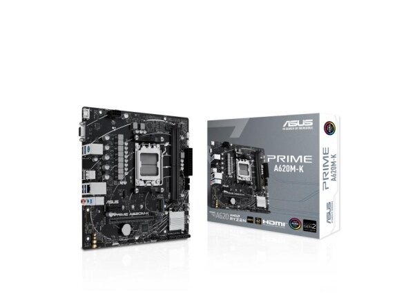 Mainboard|ASUS|AMD A620|Micro-ATX|Memory DDR5|Memory slots 2|1xPCI-Express 3.0 1x|1xPCI-Express 4.0 16x|1xM.2|1x15pin D-sub|1xHDMI|2xUSB 2.0|4xUSB 3.2|1xPS/2|1xRJ45|3xAudio port|PRIMEA620M-K Mainboard|ASUS|AMD A620|Micro-ATX|Memory DDR5|Memory slots 2|1xPCI-Express 3.0 1x|1xPCI-Express 4.0 16x|1xM.2|1x15pin D-sub|1xHDMI|2xUSB 2.0|4xUSB 3.2|1xPS/2|1xRJ45|3xAudio port|PRIMEA620M-K