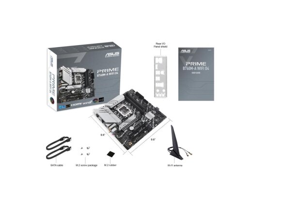 Mainboard|ASUS|Intel B760 Express|LGA1700|Micro-ATX|Memory DDR4|Memory slots 4|3xPCI-Express 4.0 16x|2xM.2|2xHDMI|1xDisplayPort|4xUSB 2.0|2xUSB 3.2|1xPS/2|1xRJ45|3xAudio port|PRIMEB760M-AWIFID4 4