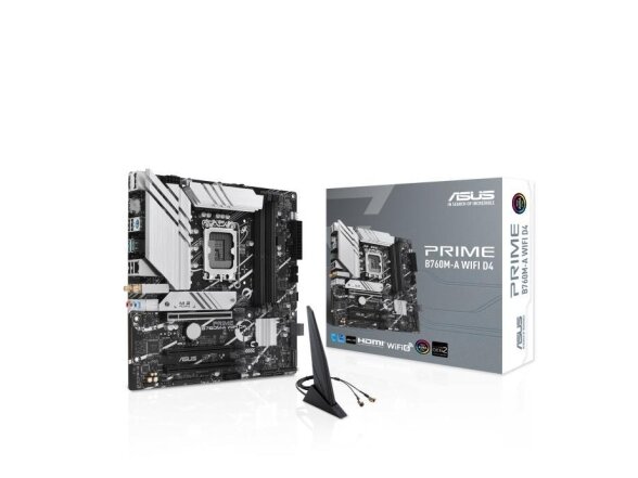 Mainboard|ASUS|Intel B760 Express|LGA1700|Micro-ATX|Memory DDR4|Memory slots 4|3xPCI-Express 4.0 16x|2xM.2|2xHDMI|1xDisplayPort|4xUSB 2.0|2xUSB 3.2|1xPS/2|1xRJ45|3xAudio port|PRIMEB760M-AWIFID4