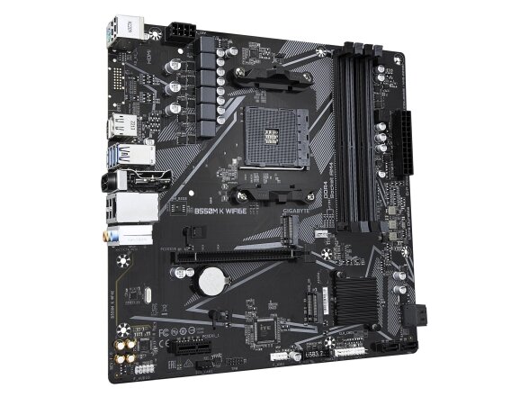 Mainboard|GIGABYTE|AMD B550|Socket AM4|micro ATX|RAM DDR4-SDRAM|4xSlots|Wi-Fi Yes|Bluetooth Yes|2xNumber of M.2 (M) slots|GIGABYTE B550M K WIFI6E|B550MKWF6E 2