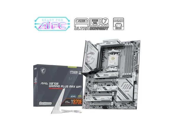 Mainboard|MSI|AMD X870E|Socket AM5|ATX|RAM DDR5-SDRAM|4xSlots|Wi-Fi Yes|Bluetooth Yes|3xNumber of M.2 (M) slots|X870EGAMINPLUSMAXWIFI Mainboard|MSI|AMD X870E|Socket AM5|ATX|RAM DDR5-SDRAM|4xSlots|Wi-Fi Yes|Bluetooth Yes|3xNumber of M.2 (M) slots|X870EGAMINPLUSMAXWIFI