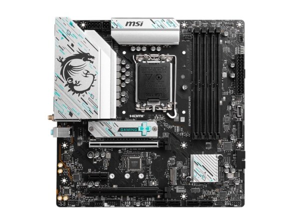 Mainboard|MSI|Intel B760 Express|LGA1700|Micro-ATX|Memory DDR5|Memory slots 4|1xPCI-Express 3.0 1x|1xPCI-Express 4.0 4x	|1xPCI-Express 4.0 16x|2xM.2|2xHDMI|2xDisplayPort|2xUSB 2.0|4xUSB 3.2|1xPS/2|1xRJ45|3xAudio port|B760MGAMINGPLUSWIFI 1