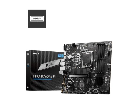 Mainboard|MSI|Intel B760 Express|LGA1700|Micro-ATX|Memory DDR5|Memory slots 4|2xPCI-Express 1x|1xPCI-Express 16x|2xM.2|1x15pin D-sub|1xHDMI|1xDisplayPort|4xUSB 2.0|1xUSB 3.2|1xUSB-C|2xPS/2|1xRJ45|3xAudio port|PROB760M-P