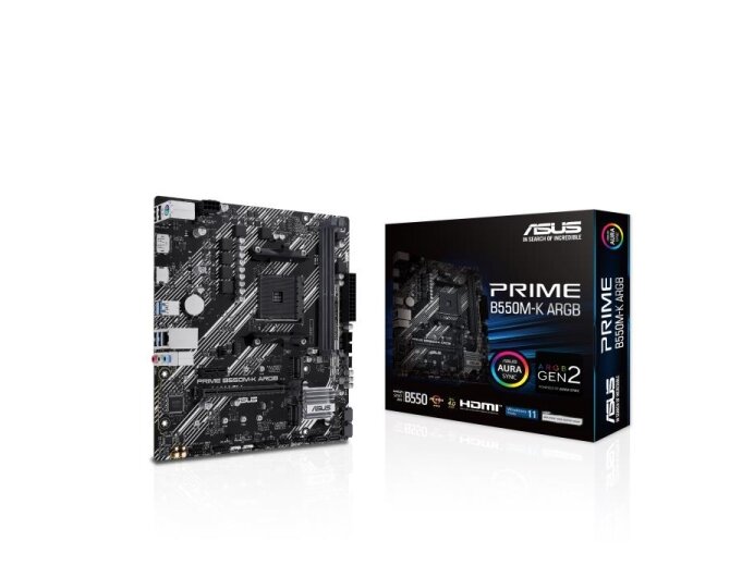 Mainboard|ASUS|AMD B550|SAM4|Micro-ATX|Memory DDR4|Memory slots 2|1xPCI-Express 3.0 1x|1xPCI-Express 3.0 16x|1xPCI-Express 4.0 16x|1xM.2|1xHDMI|1xDisplayPort|1xAudio-In|1xAudio-Out|1xMicrophone|2xUSB 2.0|4xUSB 3.2|1xPS/2|1xRJ45|PRIMEB550M-KARGB Mainboard|ASUS|AMD B550|SAM4|Micro-ATX|Memory DDR4|Memory slots 2|1xPCI-Express 3.0 1x|1xPCI-Express 3.0 16x|1xPCI-Express 4.0 16x|1xM.2|1xHDMI|1xDisplayPort|1xAudio-In|1xAudio-Out|1xMicrophone|2xUSB 2.0|4xUSB 3.2|1xPS/2|1xRJ45|PRIMEB550M-KARGB