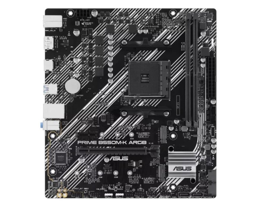Mainboard|ASUS|AMD B550|SAM4|Micro-ATX|Memory DDR4|Memory slots 2|1xPCI-Express 3.0 1x|1xPCI-Express 3.0 16x|1xPCI-Express 4.0 16x|1xM.2|1xHDMI|1xDisplayPort|1xAudio-In|1xAudio-Out|1xMicrophone|2xUSB 2.0|4xUSB 3.2|1xPS/2|1xRJ45|PRIMEB550M-KARGB 1