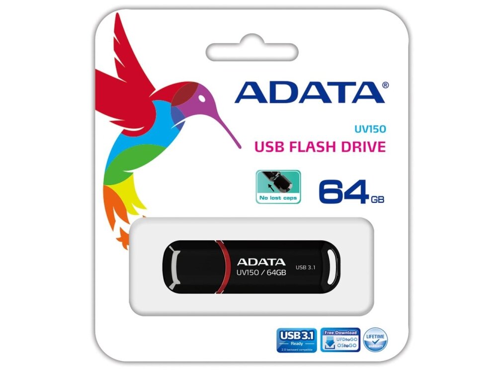 MEMORY DRIVE FLASH USB3.1 64GB/BLACK AUV150-64G-RBK ADATA 1