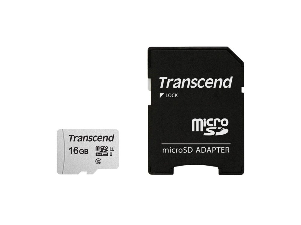 MEMORY MICRO SDHC 16GB W/ADAP/C10 TS16GUSD300S-A TRANSCEND