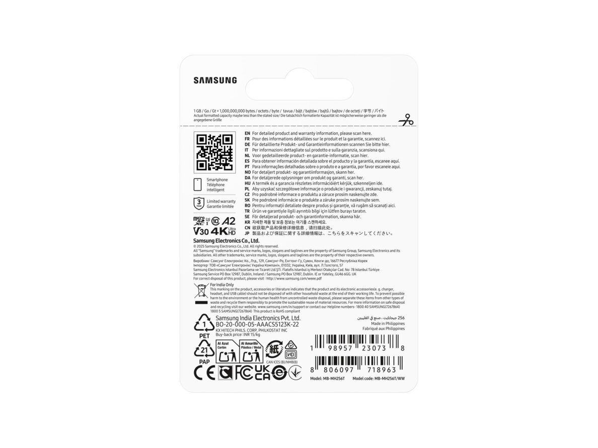 MEMORY MICRO SDXC T9 256GB/V30 MB-MH256T/WW SAMSUNG 5