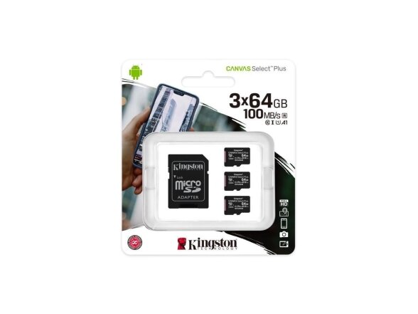 MEMORY MICRO SDXC 64GB UHS-I/3PACK SDCG4/64GB KINGSTON 1