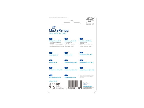 MEMORY SDXC 64GB C10/MR965 MEDIARANGE